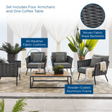 Stance 5 Piece Outdoor Patio Aluminum Sectional Sofa Set Gray Charcoal EEI-3321-GRY-CHA-SET