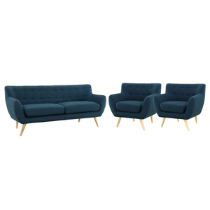 Remark 3 Piece Living Room Set Azure EEI-3322-AZU-SET