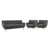 Remark 3 Piece Living Room Set Gray EEI-3322-GRY-SET