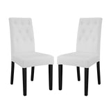 Confer Dining Side Chair Vinyl Set of 2 White EEI-3323-WHI
