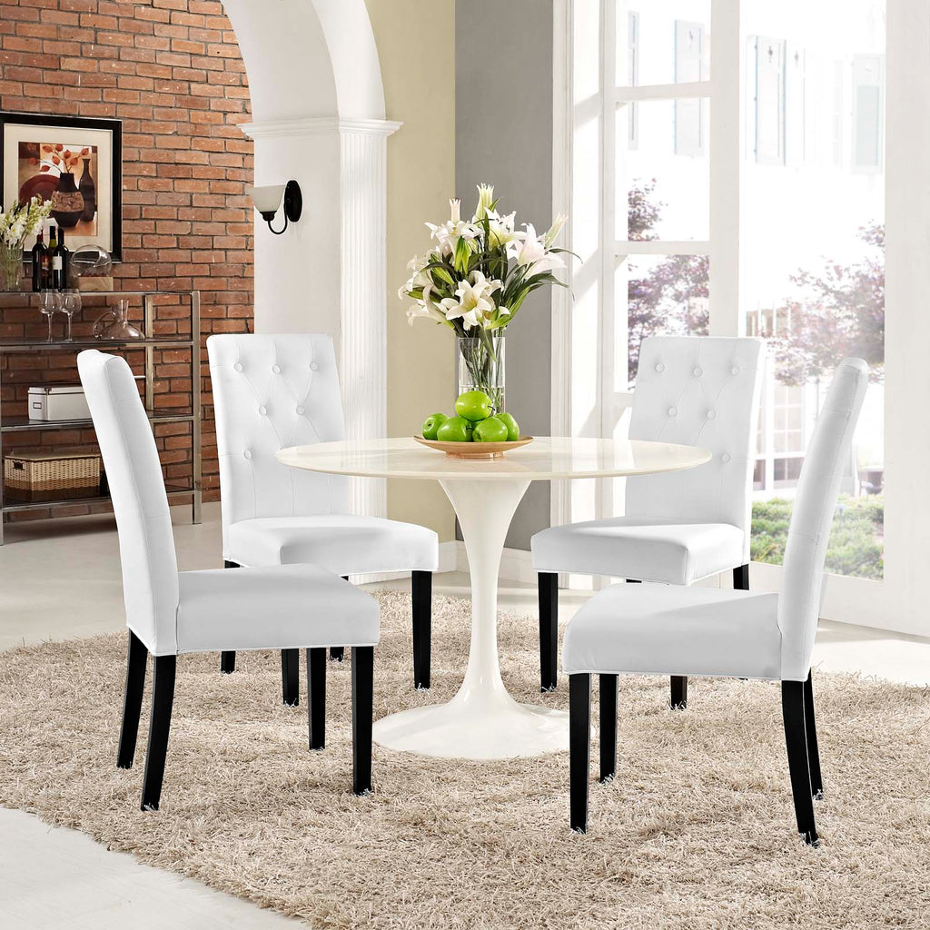 Confer Dining Side Chair Vinyl Set of 4 White EEI-3324-WHI