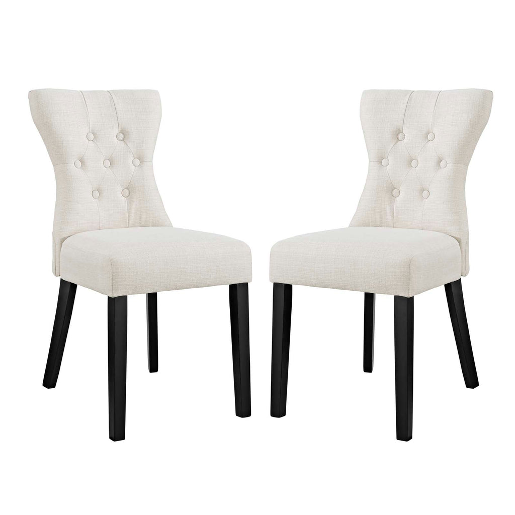 Silhouette Dining Side Chairs Upholstered Fabric Set of 2 Beige EEI-3327-BEI
