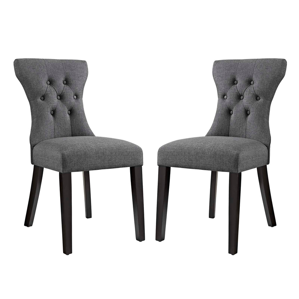 Silhouette Dining Side Chairs Upholstered Fabric Set of 2 Gray EEI-3327-GRY