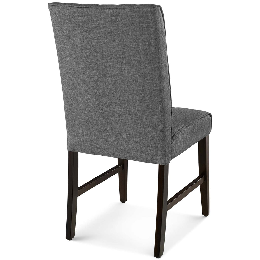 Motivate Channel Tufted Upholstered Fabric Dining Chair Set of 2 Gray EEI-3333-GRY