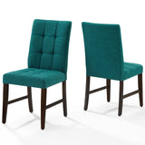 Promulgate Biscuit Tufted Upholstered Fabric Dining Chair Set of 2 Teal EEI-3335-TEA