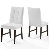Promulgate Biscuit Tufted Upholstered Fabric Dining Chair Set of 2 White EEI-3335-WHI