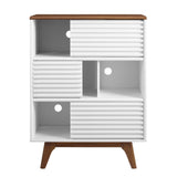 Render Three-Tier Display Storage Cabinet Stand Walnut White EEI-3343-WAL-WHI