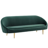 Sublime Vertical Curve Back Performance Velvet Sofa Green EEI-3349-GRN