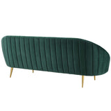 Sublime Vertical Curve Back Performance Velvet Sofa Green EEI-3349-GRN