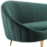 Sublime Vertical Curve Back Performance Velvet Sofa Green EEI-3349-GRN