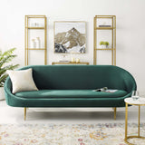 Sublime Vertical Curve Back Performance Velvet Sofa Green EEI-3349-GRN