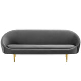 Modway Furniture Sublime Vertical Curve Back Performance Velvet Sofa Gray 32 x 89.5 x 32