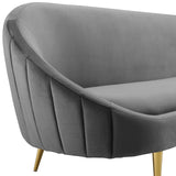 Modway Furniture Sublime Vertical Curve Back Performance Velvet Sofa Gray 32 x 89.5 x 32