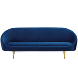 Sublime Vertical Curve Back Performance Velvet Sofa Navy EEI-3349-NAV