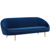 Sublime Vertical Curve Back Performance Velvet Sofa Navy EEI-3349-NAV