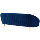 Sublime Vertical Curve Back Performance Velvet Sofa Navy EEI-3349-NAV