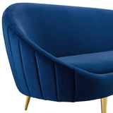 Sublime Vertical Curve Back Performance Velvet Sofa Navy EEI-3349-NAV