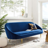 Sublime Vertical Curve Back Performance Velvet Sofa Navy EEI-3349-NAV