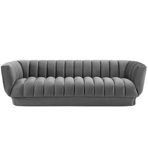 Entertain Vertical Channel Tufted Performance Velvet Sofa Gray EEI-3351-GRY