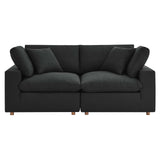 Modway Furniture Commix Down Filled Overstuffed 2 Piece Sectional Sofa Set XRXT Black EEI-3354-BLK