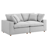 Modway Furniture Commix Down Filled Overstuffed 2 Piece Sectional Sofa Set XRXT Light Gray EEI-3354-LGR