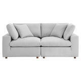 Modway Furniture Commix Down Filled Overstuffed 2 Piece Sectional Sofa Set XRXT Light Gray EEI-3354-LGR