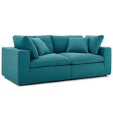 Commix Down Filled Overstuffed 2 Piece Sectional Sofa Set Teal EEI-3354-TEA