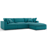 Commix Down Filled Overstuffed 4 Piece Sectional Sofa Set Teal EEI-3356-TEA