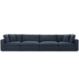 Commix Down Filled Overstuffed 4 Piece Sectional Sofa Set Azure EEI-3357-AZU