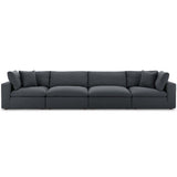 Commix Down Filled Overstuffed 4 Piece Sectional Sofa Set Gray EEI-3357-GRY