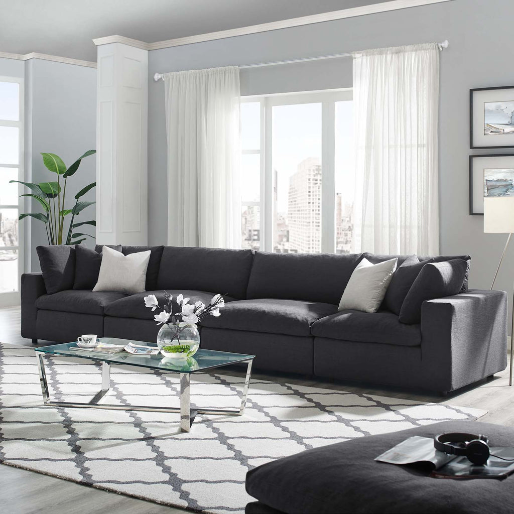 Commix Down Filled Overstuffed 4 Piece Sectional Sofa Set Gray EEI-3357-GRY
