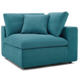 Commix Down Filled Overstuffed 4 Piece Sectional Sofa Set Teal EEI-3357-TEA