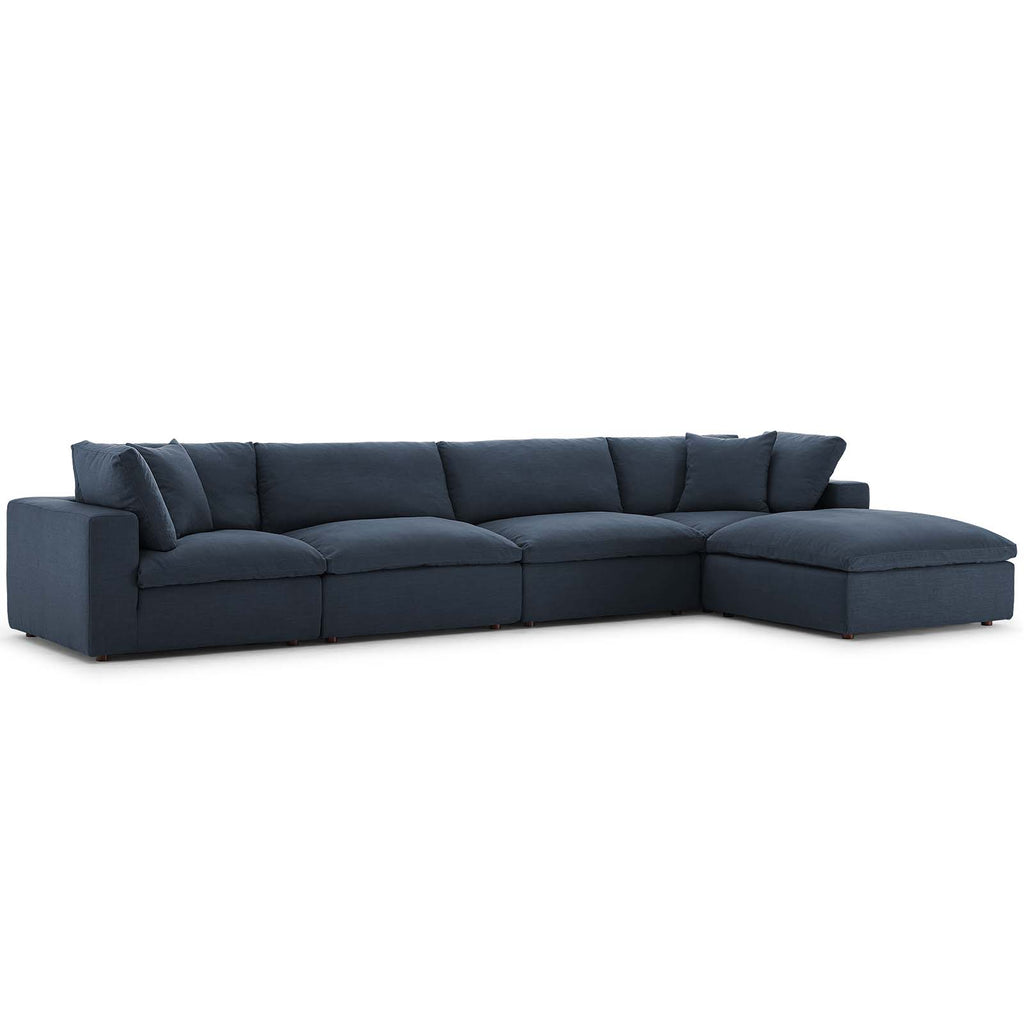 Commix Down Filled Overstuffed 5 Piece Sectional Sofa Set Azure EEI-3358-AZU