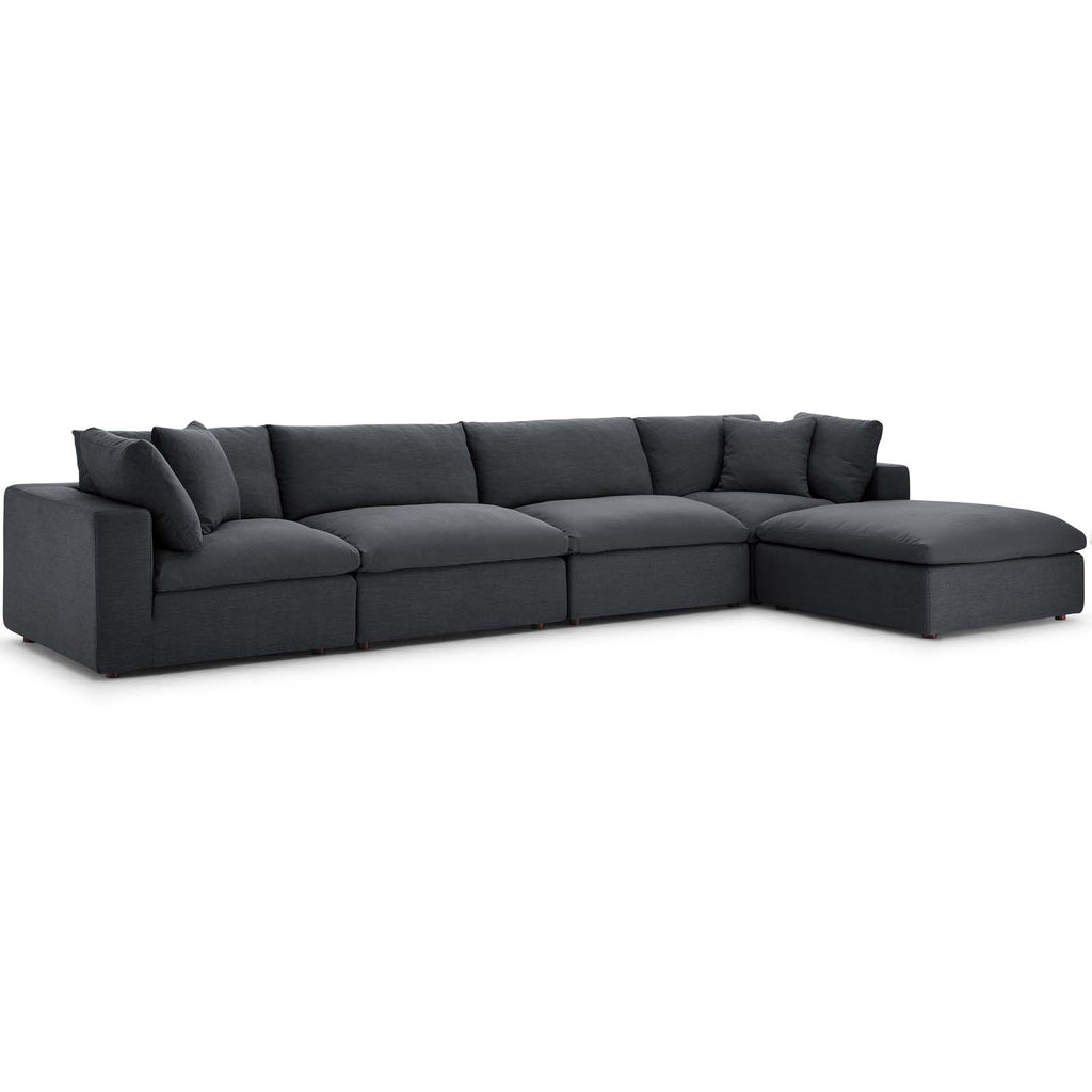 Commix Down Filled Overstuffed 5 Piece Sectional Sofa Set Gray EEI-3358-GRY