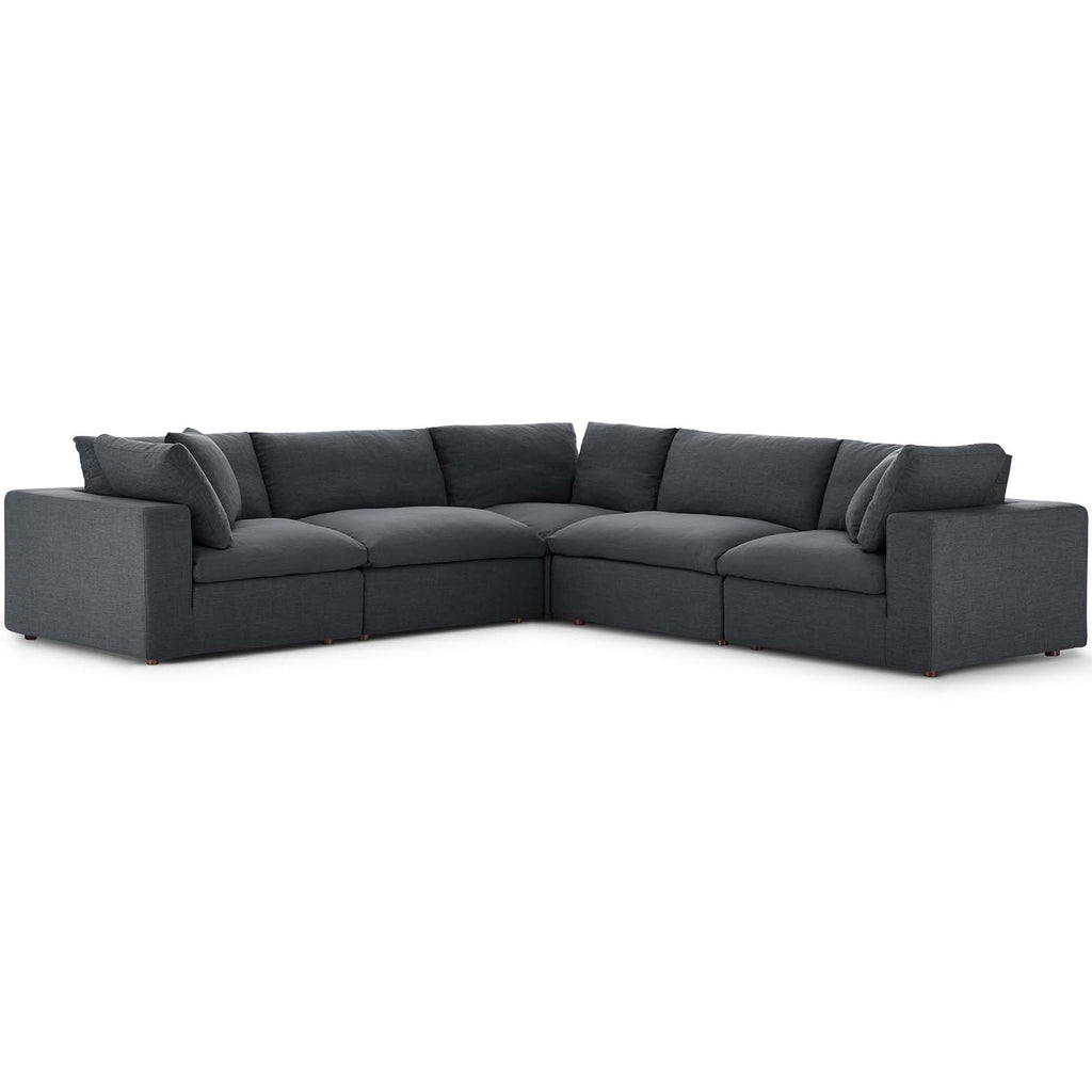 Commix Down Filled Overstuffed 5 Piece 5-Piece Sectional Sofa Gray EEI-3359-GRY