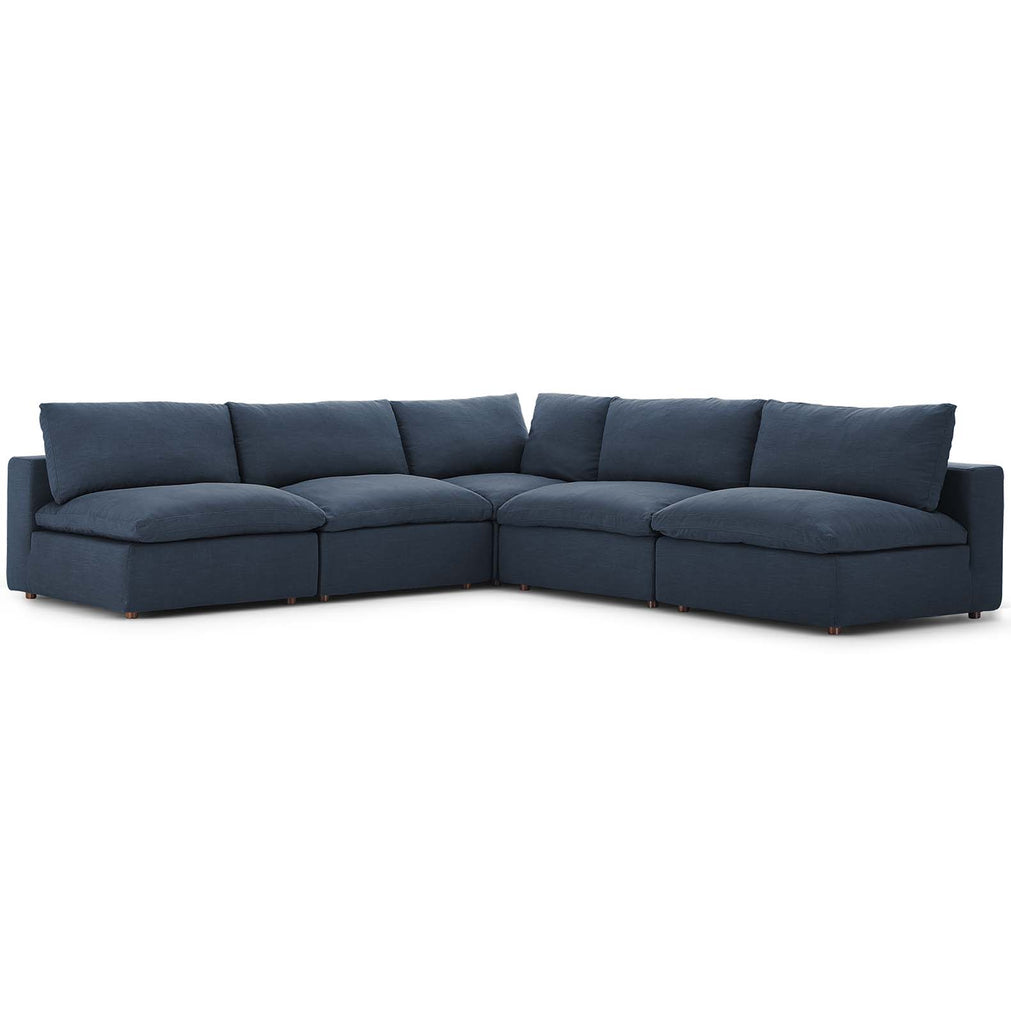 Commix Down Filled Overstuffed 5-Piece Armless Sectional Sofa Azure EEI-3360-AZU