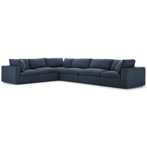 Commix Down Filled Overstuffed 6 Piece Sectional Sofa Set Azure EEI-3361-AZU