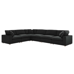 Modway Furniture Commix Down Filled Overstuffed 6 Piece Sectional Sofa Set 0423 Black EEI-3361-BLK