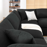 Modway Furniture Commix Down Filled Overstuffed 6 Piece Sectional Sofa Set 0423 Black EEI-3361-BLK