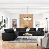 Modway Furniture Commix Down Filled Overstuffed 6 Piece Sectional Sofa Set 0423 Black EEI-3361-BLK