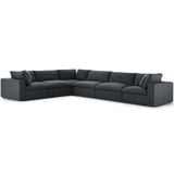 Commix Down Filled Overstuffed 6 Piece Sectional Sofa Set Gray EEI-3361-GRY