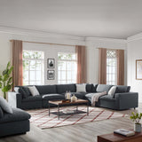 Commix Down Filled Overstuffed 6 Piece Sectional Sofa Set Gray EEI-3361-GRY