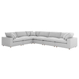 Modway Furniture Commix Down Filled Overstuffed 6 Piece Sectional Sofa Set 0423 Light Gray EEI-3361-LGR