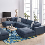Commix Down Filled Overstuffed 6-Piece Sectional Sofa Azure EEI-3362-AZU