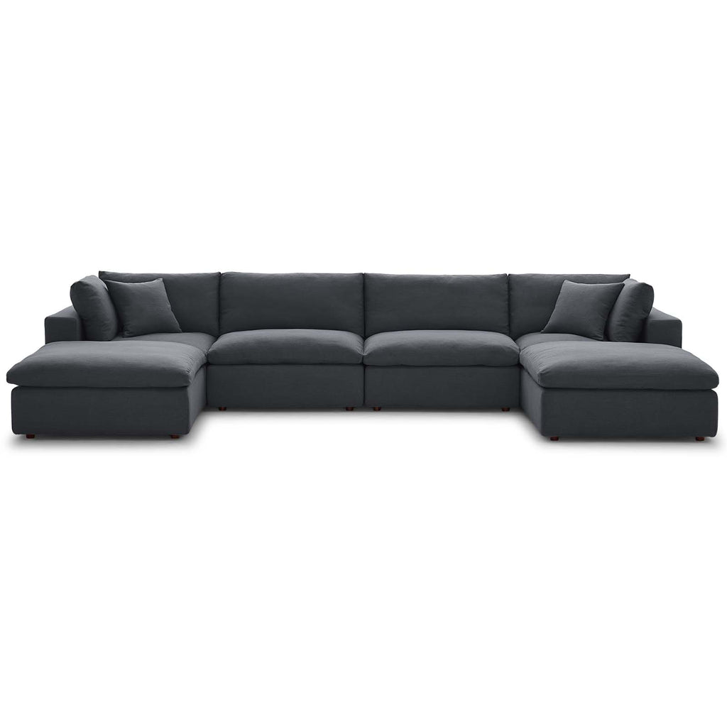 Commix Down Filled Overstuffed 6-Piece Sectional Sofa Gray EEI-3362-GRY