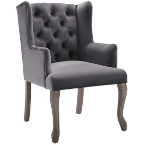 Realm French Vintage Dining Performance Velvet Armchair Gray EEI-3366-GRY