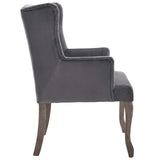 Realm French Vintage Dining Performance Velvet Armchair Gray EEI-3366-GRY