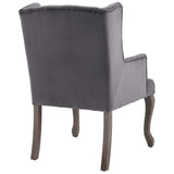 Realm French Vintage Dining Performance Velvet Armchair Gray EEI-3366-GRY