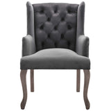 Realm French Vintage Dining Performance Velvet Armchair Gray EEI-3366-GRY