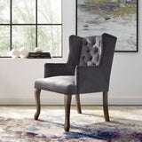 Realm French Vintage Dining Performance Velvet Armchair Gray EEI-3366-GRY